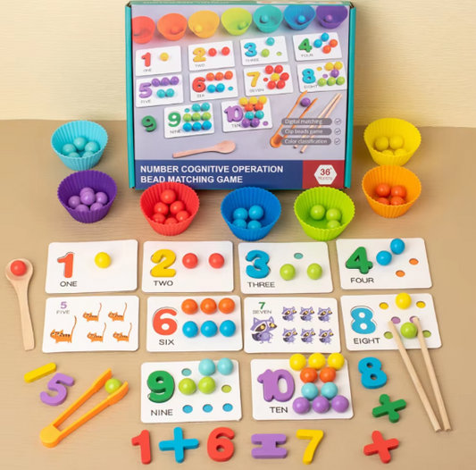 Montessori Number Cognitive Bead Matching Game for Early Math Learning