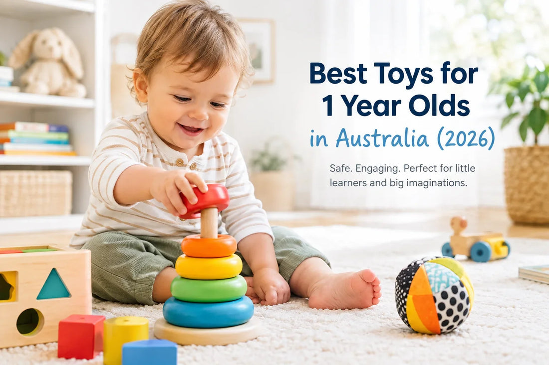 **Shopify Alt Text:**  `Best toys for 1 year olds in Australia including stacking toys, blocks and sensory toys`