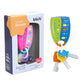 Kaichi Smart Remote car music player toy shown next to its retail packaging box on a white background. The remote has a split green and blue body with colorful buttons, attached to a keyring with keys.