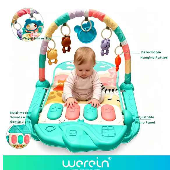 Baby Musical Activity Gym Play Mat with Piano Keyboard and Hanging Toys