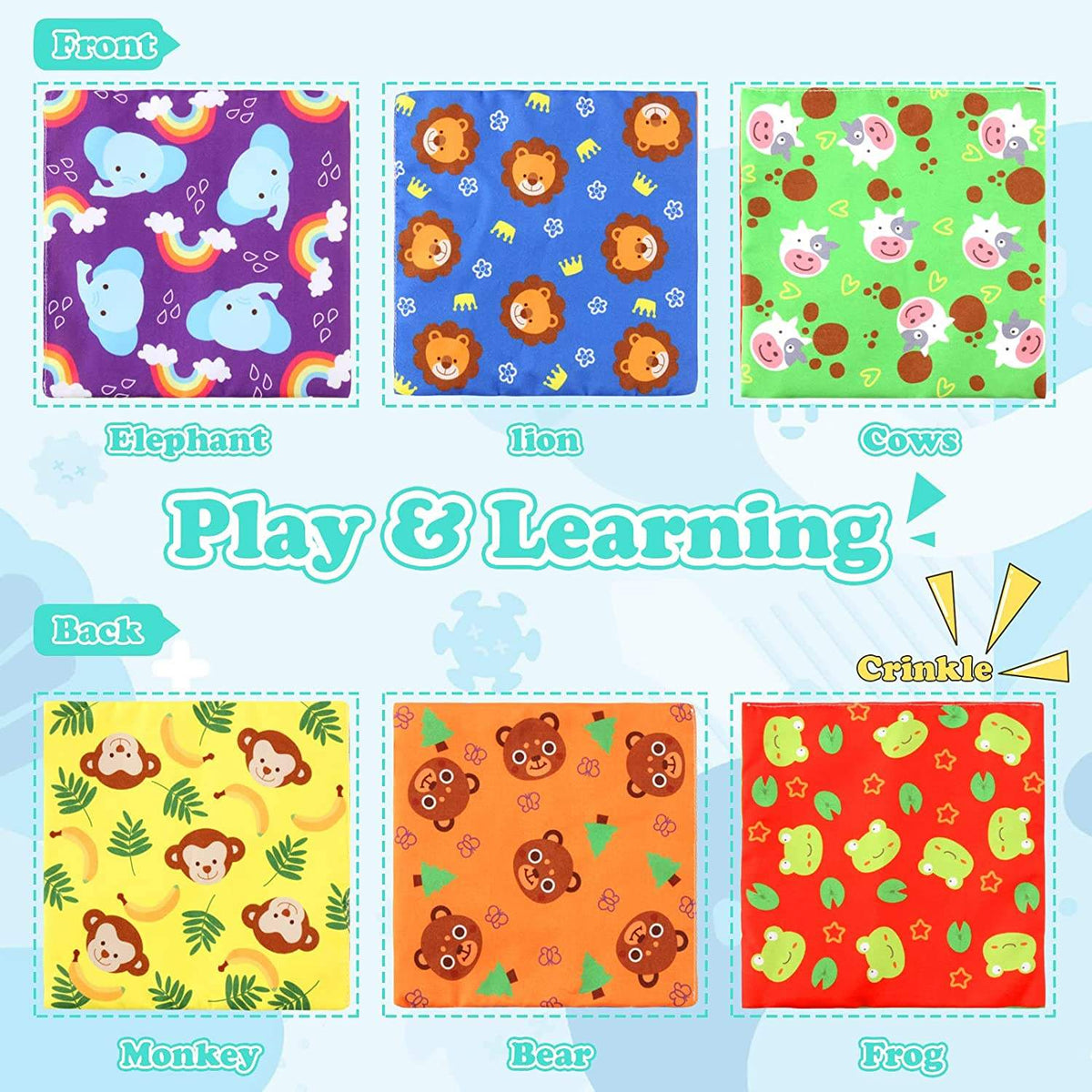Cartoon Baby Tissue Box Toy Soft Cloth Cube for Toddlers