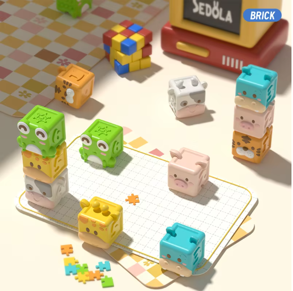 Colorful Animal Stacking Cube Toys for Kids