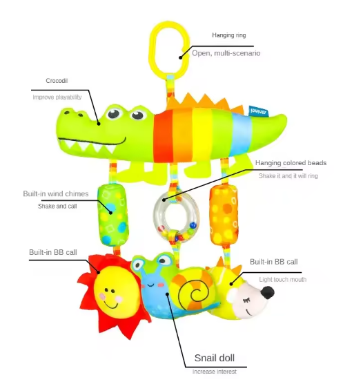 Colorful Hanging Crocodile Sensory Activity Toy for Babies
