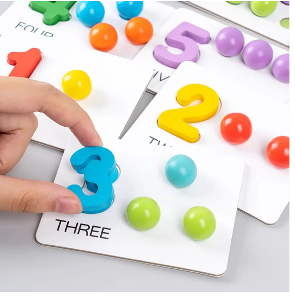 Colorful Montessori Number Matching Board for Preschool Math Learning