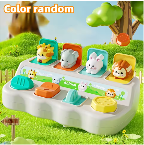 Cute Animal Pop-Up Learning Toy – Random Color Montessori Educational Game for Toddlers