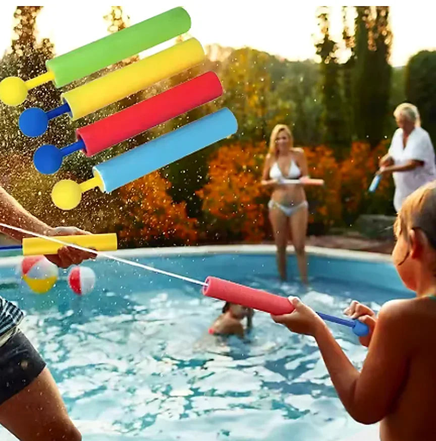 Family Pool Fun with Foam Water Blasters