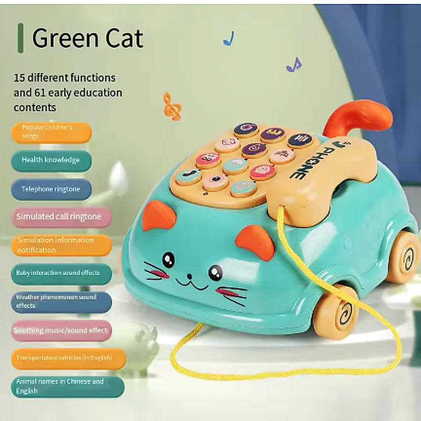 Green Cat Musical Learning Phone Toy