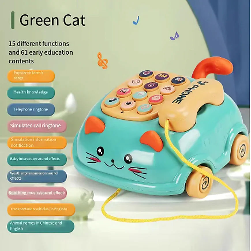 Green Cat Musical Learning Phone Toy