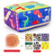 Colorful children's toy with dinosaur design and additional images of scarves on a white background