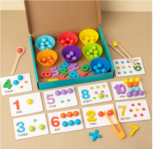 Montessori Math Counting & Color Sorting Toy Set – Early Learning Educational Game for Kids