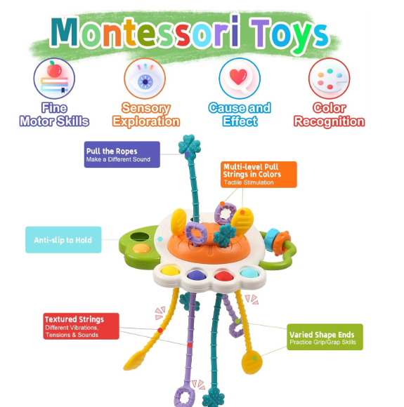 Montessori Pull-String Sensory Activity Toy for Babies