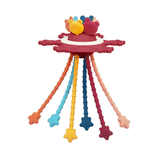 Montessori Pull String Sensory Toy with Silicone Teether