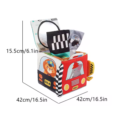 Soft Activity Bus Toy Dimensions – Compact Montessori Sensory Learning Cube