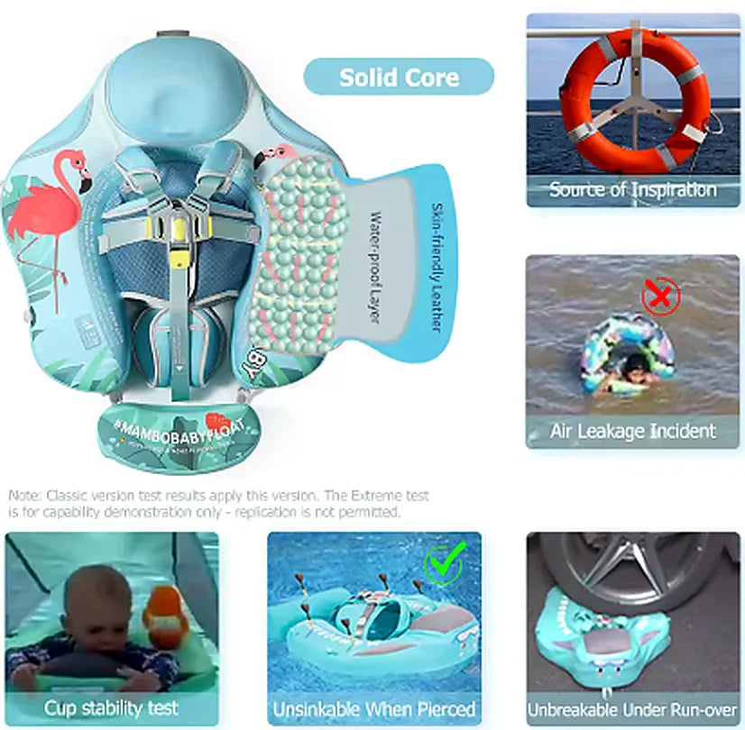 Solid-Core Baby Swim Float with Safety Harness