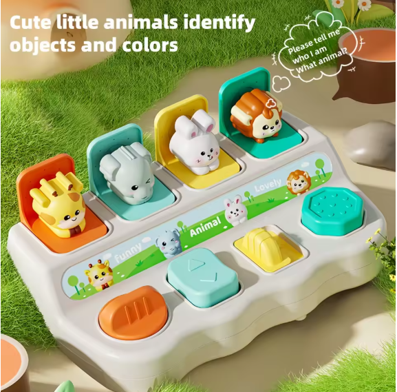 Cute Animal Pop-Up Montessori Learning Toy for Toddlers – Color & Animal Recognition Game