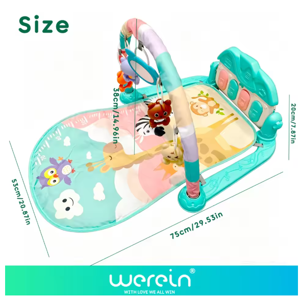 Baby Kick & Play Piano Gym – Soft Activity Play Mat with Hanging Toys for Newborns & Infants